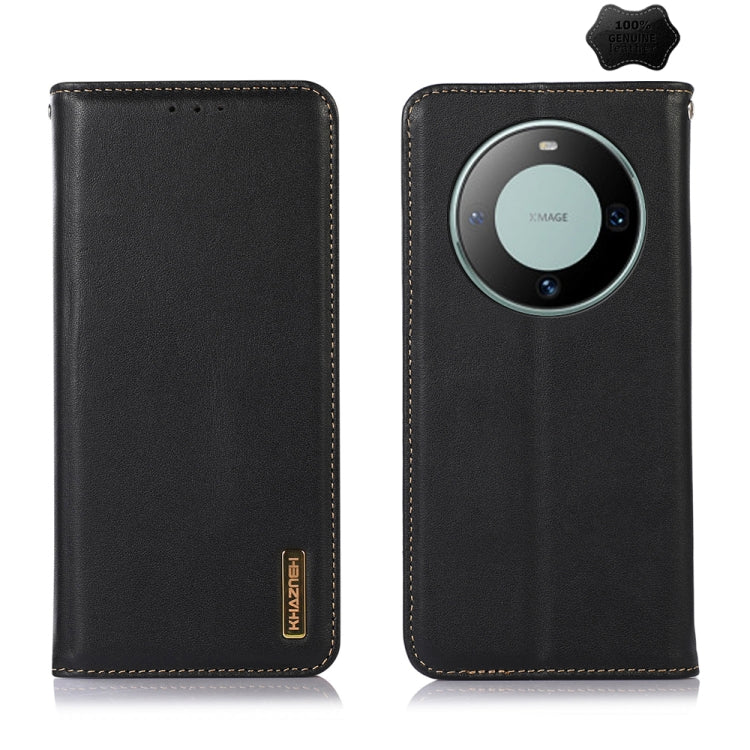 For Huawei Mate 60 KHAZNEH Nappa Top Layer Cowhide Leather Phone Case(Black) - Huawei Cases by PMC TechLife | Online Shopping South Africa | PMC TechLife | Buy Now Pay Later Mobicred
