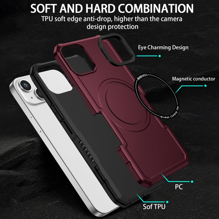 For iPhone 15 Plus MagSafe Shockproof Armor Phone Case(Wine Red) - iPhone 15 Plus Cases by PMC Jewellery | Online Shopping South Africa | PMC Jewellery