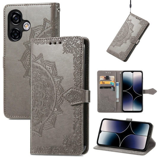 For Ulefone Note 16 Pro Mandala Flower Embossed Leather Phone Case(Grey) - Ulefone Cases by PMC Jewellery | Online Shopping South Africa | PMC Jewellery | Buy Now Pay Later Mobicred