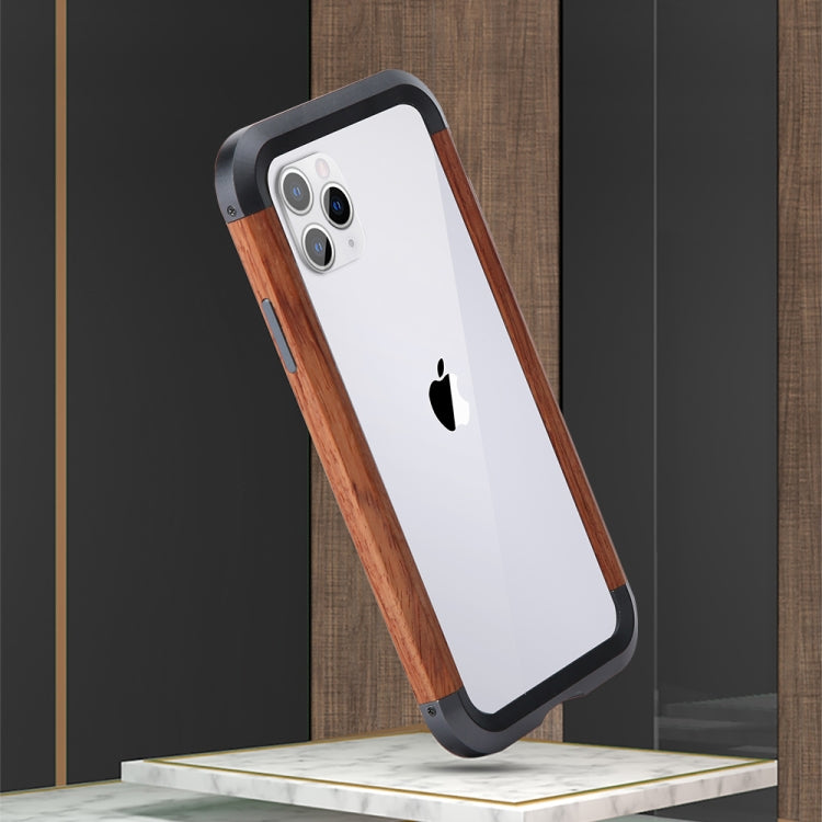 For iPhone 11 Pro Max R-JUST Metal + Wood Frame Protective Case - iPhone 11 Pro Max Cases by R-JUST | Online Shopping South Africa | PMC Jewellery | Buy Now Pay Later Mobicred