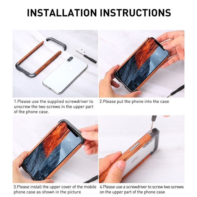 For iPhone X / XS R-JUST Metal + Wood Frame Protective Case - free shipping - PMC TechLife - Order now!