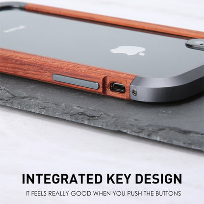 For iPhone XR R-JUST Metal + Wood Frame Protective Case - More iPhone Cases by R-JUST | Online Shopping South Africa | PMC Jewellery