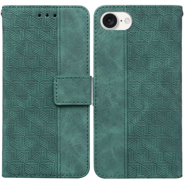 For iPhone SE 2024 Geometric Embossed Leather Phone Case(Green) - More iPhone Cases by PMC Jewellery | Online Shopping South Africa | PMC Jewellery | Buy Now Pay Later Mobicred