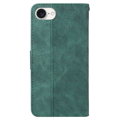 For iPhone SE 2024 Geometric Embossed Leather Phone Case(Green) - More iPhone Cases by PMC Jewellery | Online Shopping South Africa | PMC Jewellery | Buy Now Pay Later Mobicred