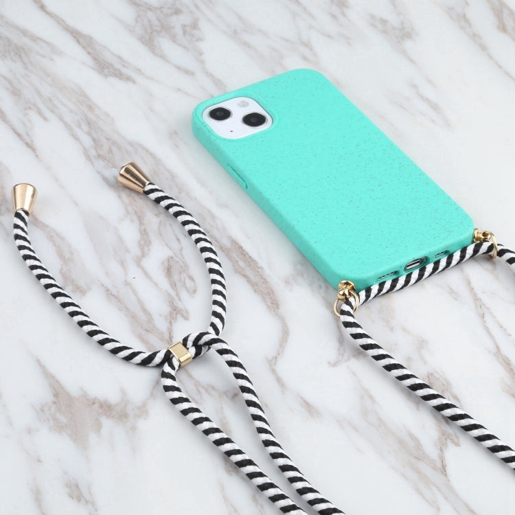 For iPhone 16 Plus Wheat Straw TPU Shockproof Phone Case with Neck Lanyard(Green) - iPhone 16 Plus Cases by PMC TechLife | Online Shopping South Africa | PMC TechLife | Buy Now Pay Later Mobicred