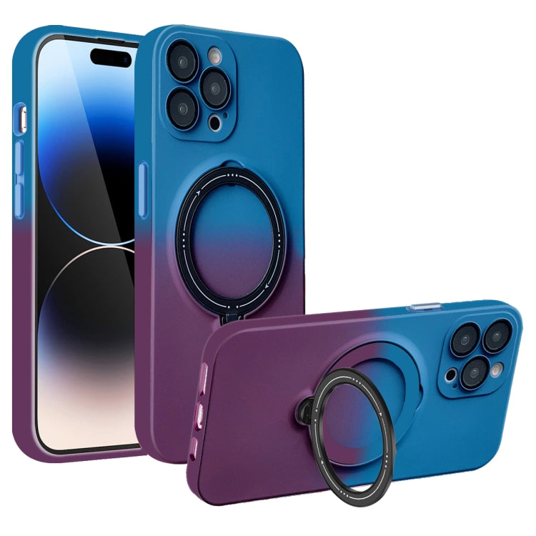 For iPhone 14 Pro MagSafe Holder Gradient TPU Phone Case(Blue Purple) - iPhone 14 Pro Cases by PMC Jewellery | Online Shopping South Africa | PMC Jewellery