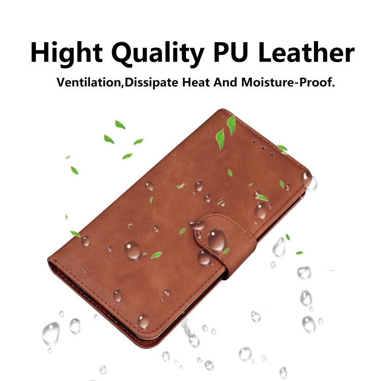 For iPhone 16e Skin Feel Pure Color Flip Leather Phone Case(Brown) - iPhone 16e Cases by PMC TechLife | Online Shopping South Africa | PMC TechLife | Buy Now Pay Later Mobicred