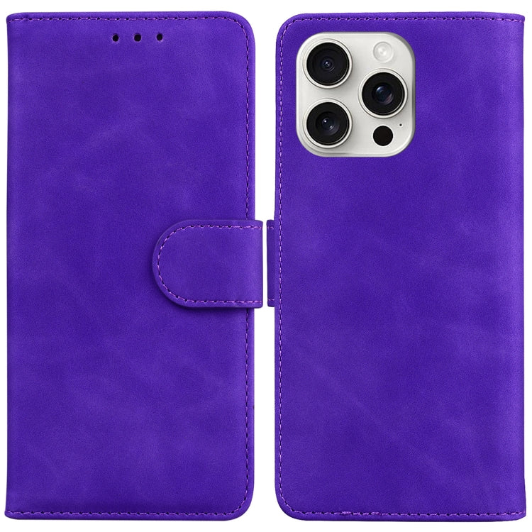 For iPhone 16 Pro Skin Feel Pure Color Flip Leather Phone Case(Purple) - iPhone 16 Pro Cases by PMC Jewellery | Online Shopping South Africa | PMC Jewellery | Buy Now Pay Later Mobicred