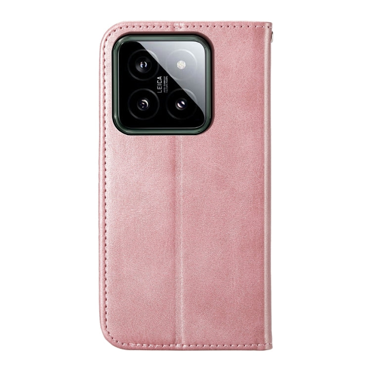 For Xiaomi 14 Cubic Grid Calf Texture Magnetic Leather Phone Case(Rose Gold) - 14 Cases by PMC Jewellery | Online Shopping South Africa | PMC Jewellery | Buy Now Pay Later Mobicred