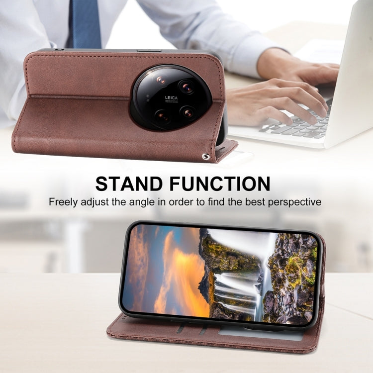 For Xiaomi 14 Ultra Cubic Grid Calf Texture Magnetic Leather Phone Case(Brown) - 14 Ultra Cases by PMC Jewellery | Online Shopping South Africa | PMC Jewellery | Buy Now Pay Later Mobicred