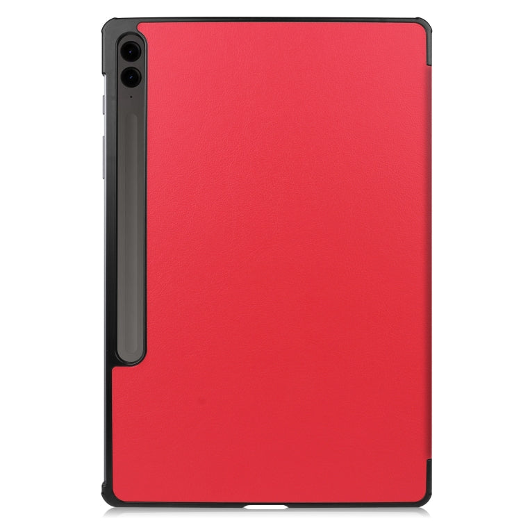 For Samsung Galaxy Tab S9 FE+ / S10+ Custer Pure Color 3-Fold Holder Smart Leather Tablet Case(Red) - Galaxy Tab S9 FE+ by PMC Jewellery | Online Shopping South Africa | PMC Jewellery | Buy Now Pay Later Mobicred