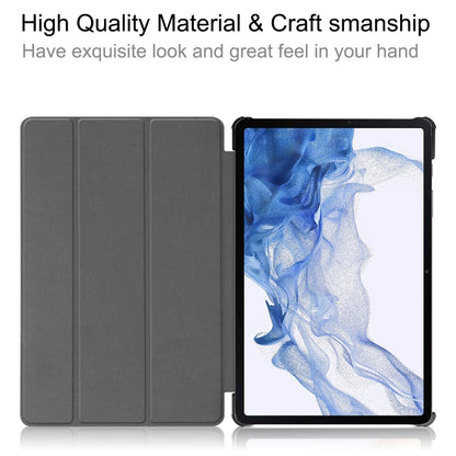 For Samsung Galaxy Tab S9 Custer Painted 3-Fold Holder Smart Leather Tablet Case(Milky Way Nebula) - Galaxy Tab S9 Cases by PMC Jewellery | Online Shopping South Africa | PMC Jewellery | Buy Now Pay Later Mobicred