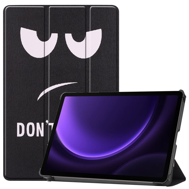 For Samsung Galaxy Tab S9 FE Custer Painted 3-Fold Holder Smart Leather Tablet Case(Big Eye Me) - Galaxy Tab S9 FE by PMC TechLife | Online Shopping South Africa | PMC TechLife