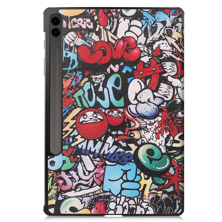 For Samsung Galaxy Tab S9 FE+ / S10+ Custer Painted 3-Fold Holder Smart Leather Tablet Case(Graffiti) - Galaxy Tab S9 FE+ by PMC Jewellery | Online Shopping South Africa | PMC Jewellery | Buy Now Pay Later Mobicred