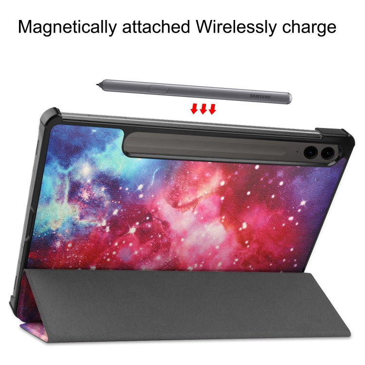 For Samsung Galaxy Tab S9 FE+ / S10+ Custer Painted 3-Fold Holder Smart Leather Tablet Case(Milky Way Nebula) - Galaxy Tab S9 FE+ by PMC Jewellery | Online Shopping South Africa | PMC Jewellery | Buy Now Pay Later Mobicred