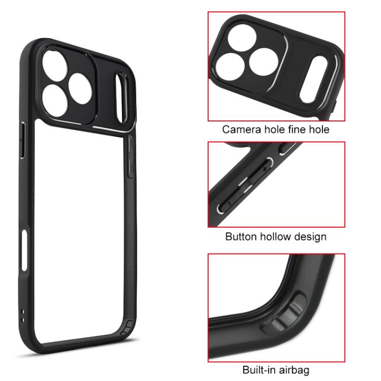 For iPhone 17 Pro Max Frosted TPU + Transparent PC Phone Case(Black) - free shipping - PMc TechLife - Order now!