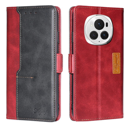 For Honor Magic6 Pro Contrast Color Side Buckle Leather Phone Case(Red + Black) - Honor Cases by PMC Jewellery | Online Shopping South Africa | PMC Jewellery | Buy Now Pay Later Mobicred