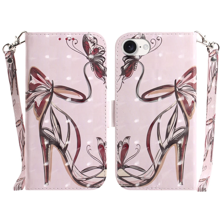 For iPhone SE 2024 3D Colored Horizontal Flip Leather Phone Case(Butterfly High-heeled) - More iPhone Cases by PMC Jewellery | Online Shopping South Africa | PMC Jewellery | Buy Now Pay Later Mobicred