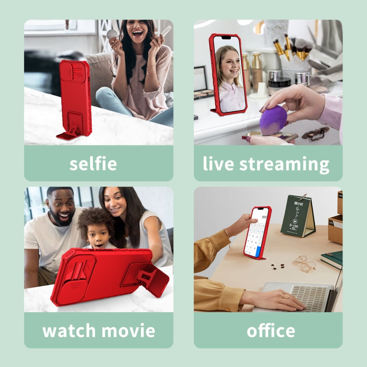 For iPhone 16 Pro Stereoscopic Holder Sliding Camshield Phone Case(Red) - free shipping - PMC TechLife - Order now!