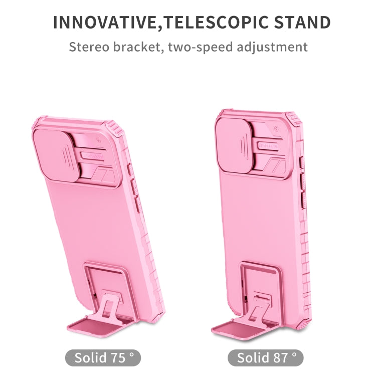 For iPhone 16 Stereoscopic Holder Sliding Camshield Phone Case(Pink) - iPhone 16 Cases by PMC Jewellery | Online Shopping South Africa | PMC Jewellery | Buy Now Pay Later Mobicred