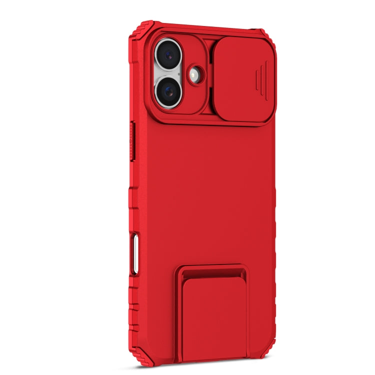 For iPhone 16 Stereoscopic Holder Sliding Camshield Phone Case(Red) - iPhone 16 Cases by PMC Jewellery | Online Shopping South Africa | PMC Jewellery | Buy Now Pay Later Mobicred