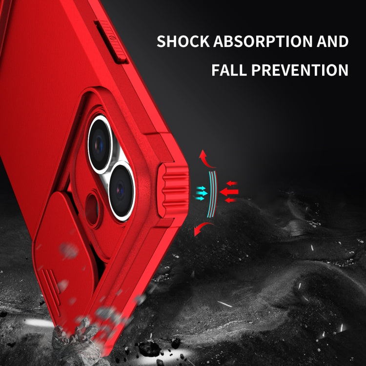 For iPhone 16 Stereoscopic Holder Sliding Camshield Phone Case(Red) - iPhone 16 Cases by PMC Jewellery | Online Shopping South Africa | PMC Jewellery | Buy Now Pay Later Mobicred