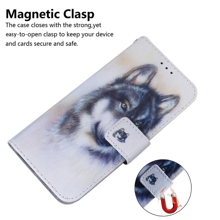 For iPhone 16 Coloured Drawing Flip Leather Phone Case(White Wolf) - iPhone 16 Cases by PMC TechLife | Online Shopping South Africa | PMC TechLife | Buy Now Pay Later Mobicred