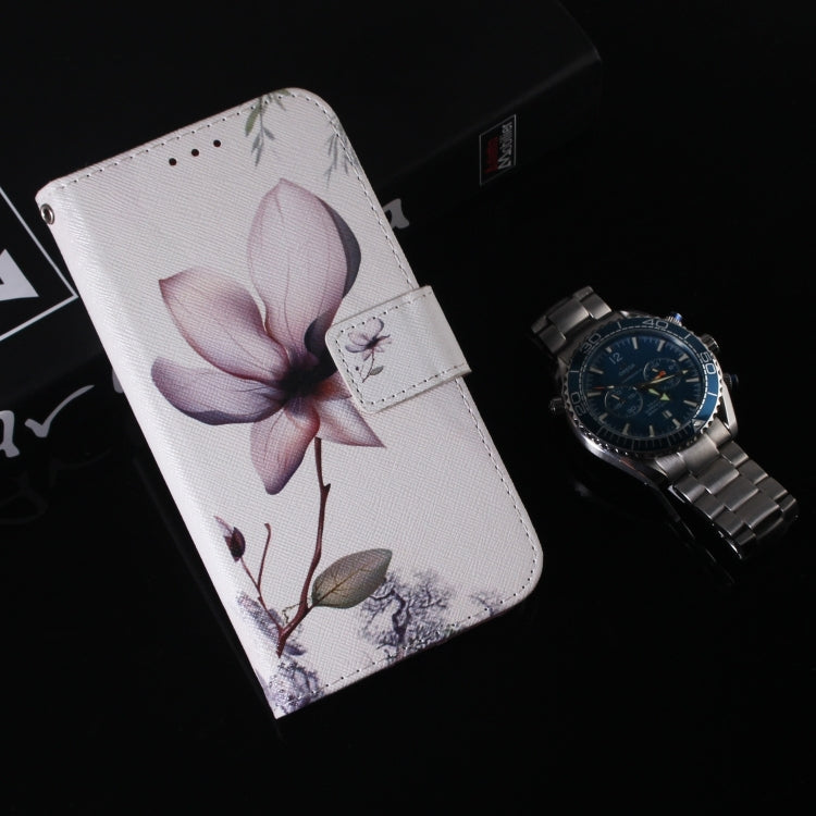 For iPhone 16 Coloured Drawing Flip Leather Phone Case(Magnolia) - iPhone 16 Cases by PMC TechLife | Online Shopping South Africa | PMC TechLife | Buy Now Pay Later Mobicred