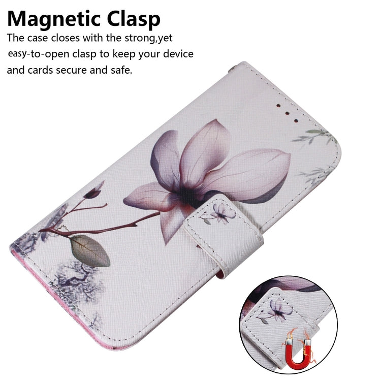 For iPhone 16 Coloured Drawing Flip Leather Phone Case(Magnolia) - iPhone 16 Cases by PMC TechLife | Online Shopping South Africa | PMC TechLife | Buy Now Pay Later Mobicred