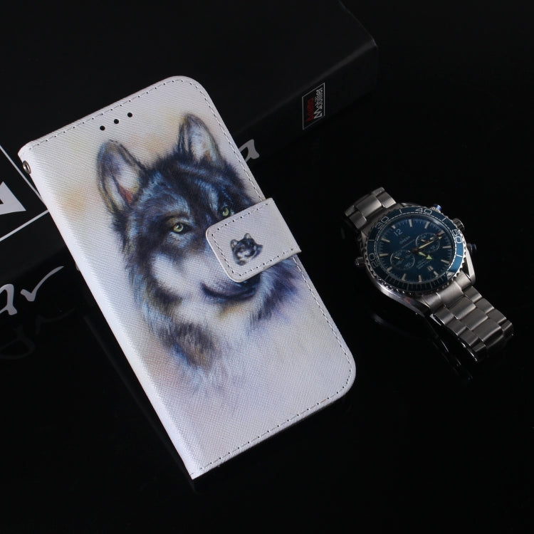 For iPhone 16 Plus Coloured Drawing Flip Leather Phone Case(White Wolf) - iPhone 16 Plus Cases by PMC Jewellery | Online Shopping South Africa | PMC Jewellery | Buy Now Pay Later Mobicred