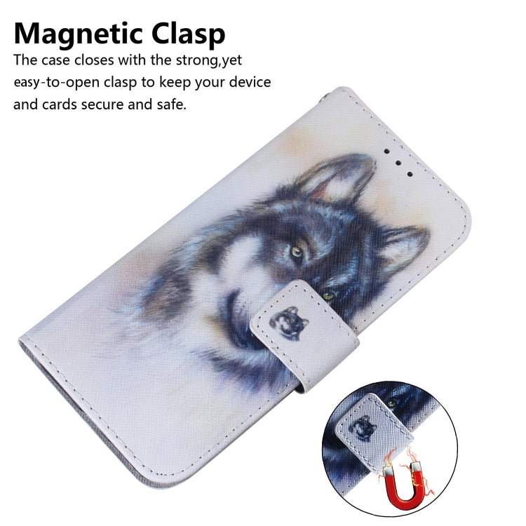 For iPhone 16 Plus Coloured Drawing Flip Leather Phone Case(White Wolf) - iPhone 16 Plus Cases by PMC Jewellery | Online Shopping South Africa | PMC Jewellery | Buy Now Pay Later Mobicred