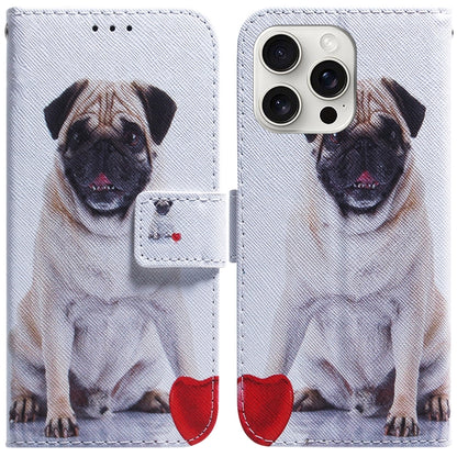 For iPhone 16 Pro Max Coloured Drawing Flip Leather Phone Case(Pug) - iPhone 16 Pro Max Cases by PMC Jewellery | Online Shopping South Africa | PMC Jewellery | Buy Now Pay Later Mobicred