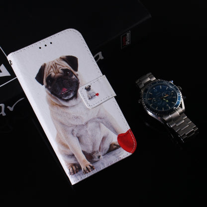 For iPhone 16 Pro Max Coloured Drawing Flip Leather Phone Case(Pug) - iPhone 16 Pro Max Cases by PMC Jewellery | Online Shopping South Africa | PMC Jewellery | Buy Now Pay Later Mobicred