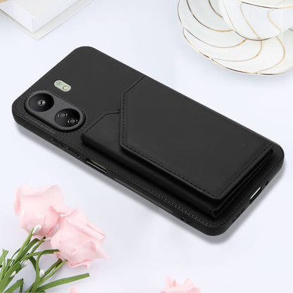 For Xiaomi Redmi 13C 4G / Poco C65 Skin Feel PU + TPU + PC Card Slots Phone Case(Black) - 13C Cases by PMC Jewellery | Online Shopping South Africa | PMC Jewellery | Buy Now Pay Later Mobicred