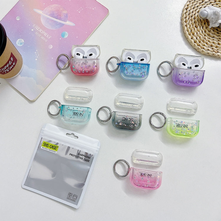 For AirPods Pro Transparent Glitter Bluetooth Earphone Protective Case(Green) - For AirPods Pro by PMC Jewellery | Online Shopping South Africa | PMC Jewellery | Buy Now Pay Later Mobicred