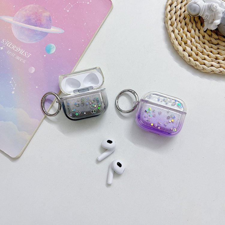 For AirPods Pro 2 Transparent Glitter Bluetooth Earphone Protective Case(Purple) - For AirPods Pro 2 by PMC Jewellery | Online Shopping South Africa | PMC Jewellery | Buy Now Pay Later Mobicred