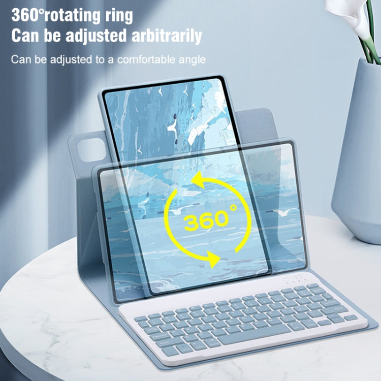 For iPad 10.2 2021 / Air 2019 Round Button 360 Degree Rotatable Bluetooth Keyboard Leather Case with Touchpad(Sky Blue) - Universal by PMC TechLife | Online Shopping South Africa | PMC TechLife