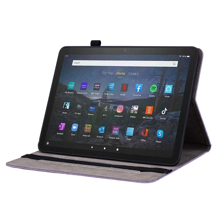 For Amazon Fire Max 11 Butterfly Rose Embossed Leather Tablet Case(Purple) - Amazon by PMC TechLife | Online Shopping South Africa | PMC TechLife | Buy Now Pay Later Mobicred