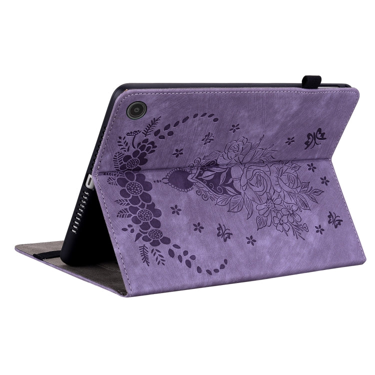 For Amazon Fire Max 11 Butterfly Rose Embossed Leather Tablet Case(Purple) - Amazon by PMC TechLife | Online Shopping South Africa | PMC TechLife | Buy Now Pay Later Mobicred