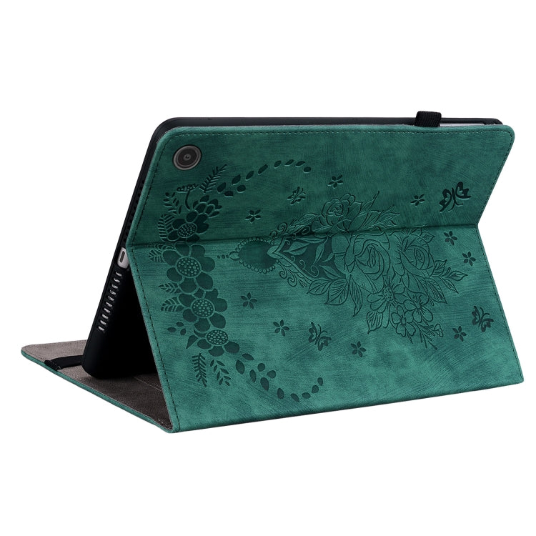 For Amazon Fire Max 11 Butterfly Rose Embossed Leather Tablet Case(Green) - Amazon by PMC TechLife | Online Shopping South Africa | PMC TechLife | Buy Now Pay Later Mobicred