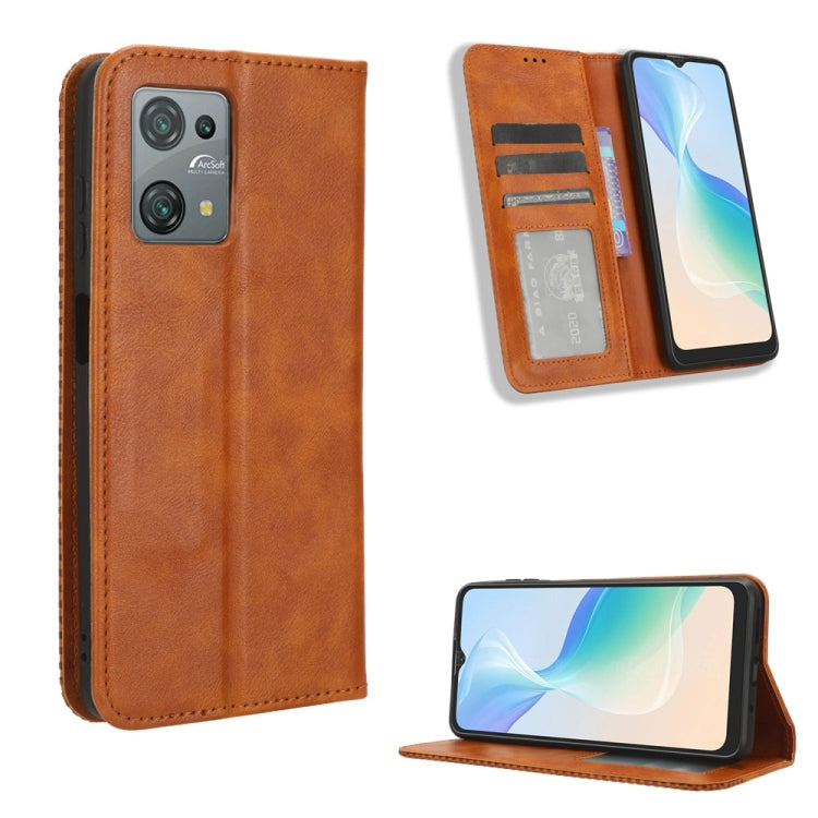 For Blackview Oscal C30 / C30 Pro Magnetic Buckle Retro Texture Leather Phone Case(Brown) - More Brand by PMC Jewellery | Online Shopping South Africa | PMC Jewellery