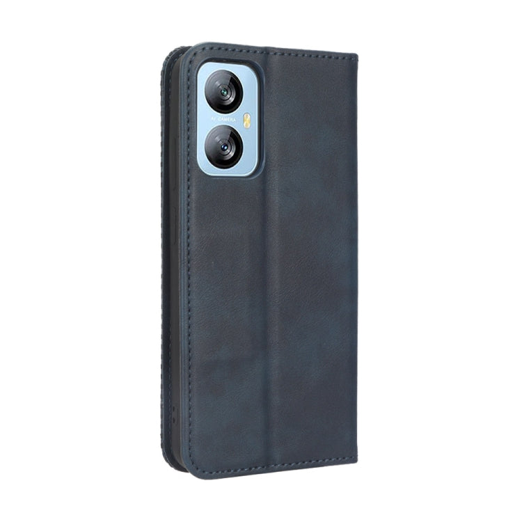 For Blackview A52 / A52 Pro Magnetic Buckle Retro Texture Leather Phone Case(Blue) - More Brand by PMC Jewellery | Online Shopping South Africa | PMC Jewellery