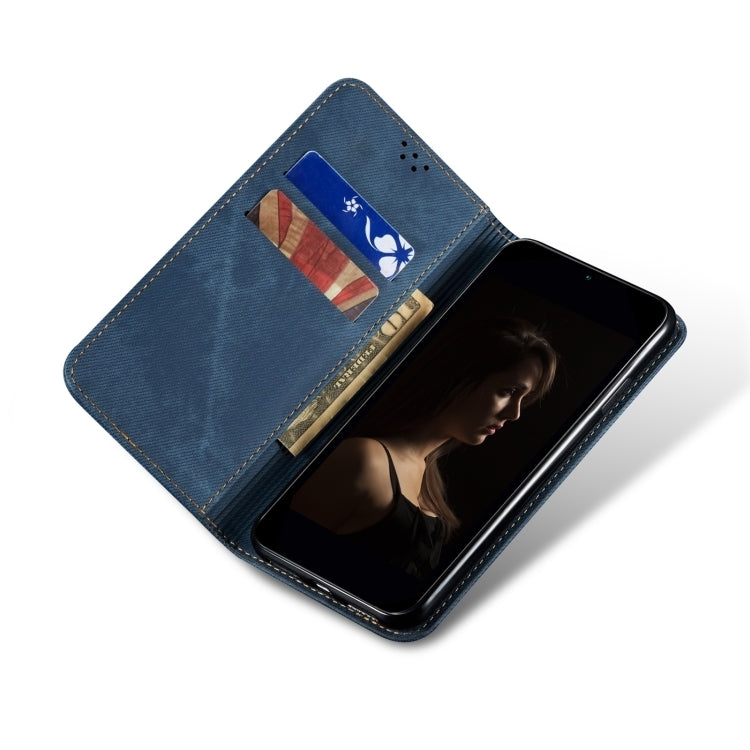 For iPhone 16 Denim Texture Casual Style Horizontal Flip Leather Case(Blue) - iPhone 16 Cases by PMC TechLife | Online Shopping South Africa | PMC TechLife | Buy Now Pay Later Mobicred