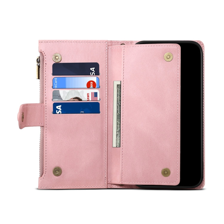 For iPhone 15 Plus ESEBLE Retro Frosted RFID Flip Leather Phone Case(Rose Gold) - free shipping - PMC Jewellery - Order now!