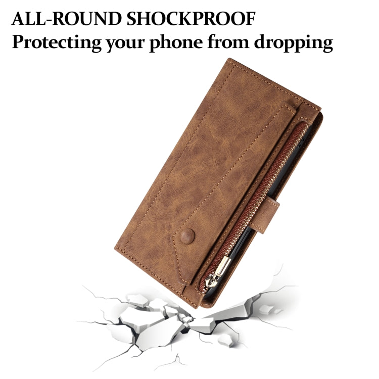 For iPhone 16 Pro Max ESEBLE Retro Frosted RFID Flip Leather Phone Case(Brown) - free shipping - PMC TechLife - Order now!