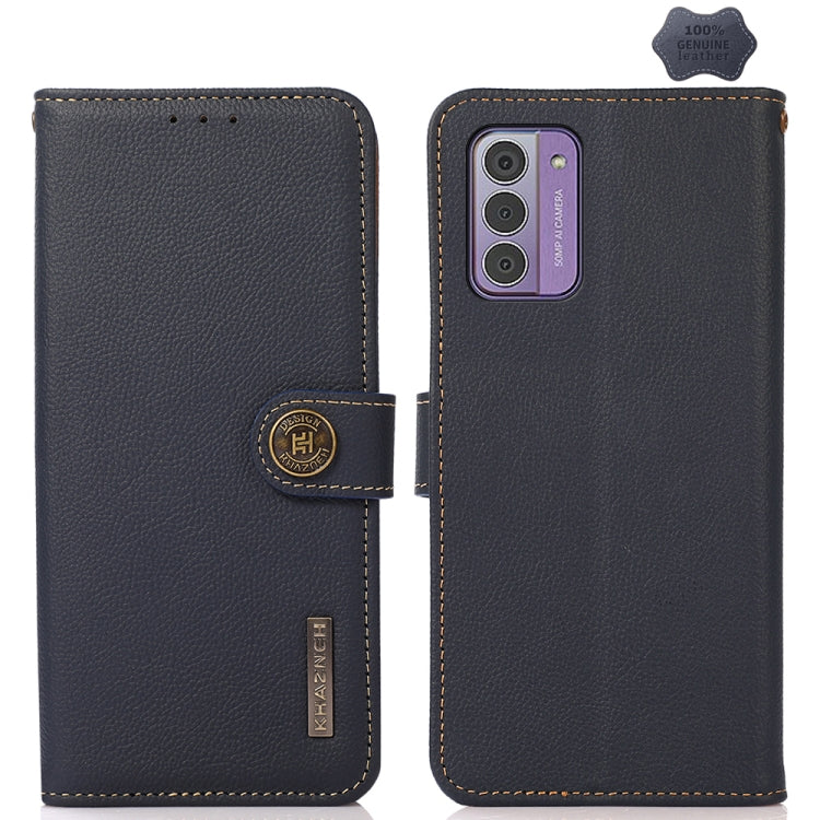 For Nokia G42 KHAZNEH Custer Genuine Leather RFID Phone Case(Blue) - Nokia Cases by PMC TechLife | Online Shopping South Africa | PMC TechLife | Buy Now Pay Later Mobicred