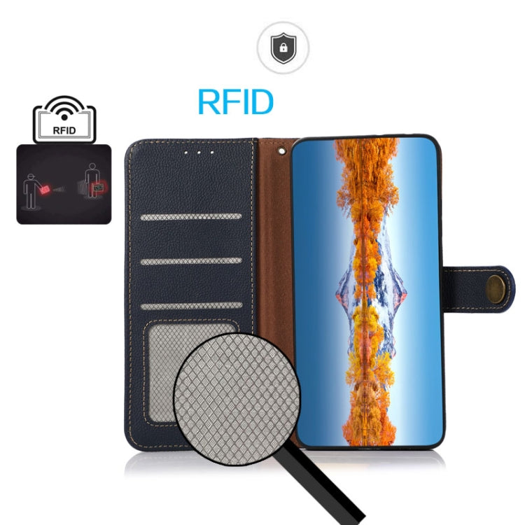 For Nokia G42 KHAZNEH Custer Genuine Leather RFID Phone Case(Blue) - Nokia Cases by PMC TechLife | Online Shopping South Africa | PMC TechLife | Buy Now Pay Later Mobicred