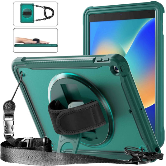 For iPad 10.2 2021 / 2020 / 2019 Heavy Duty Hybrid Tablet Case with Handle & Strap(Dark Green) - iPad 10.2 Cases by PMC Jewellery | Online Shopping South Africa | PMC Jewellery