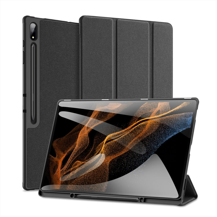 For Samsung Galaxy Tab S9 Ultra/S8 Ultra DUX DUCIS Domo Series Cloth Texture Magnetic Leather Tablet Case(Black) - Galaxy Tab S9 Ultra Cases by DUX DUCIS | Online Shopping South Africa | PMC Jewellery | Buy Now Pay Later Mobicred