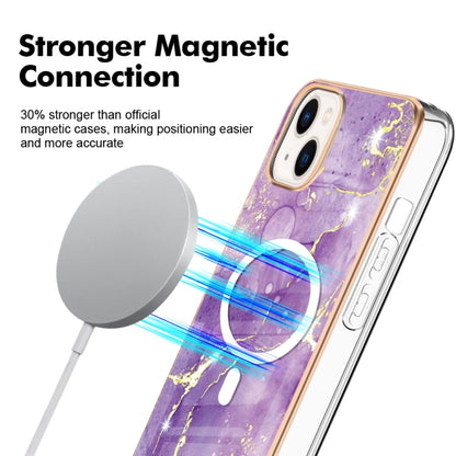 For iPhone 15 Plus Marble Pattern Dual-side IMD Magsafe TPU Phone Case(Purple 002) - iPhone 15 Plus Cases by PMC Jewellery | Online Shopping South Africa | PMC Jewellery